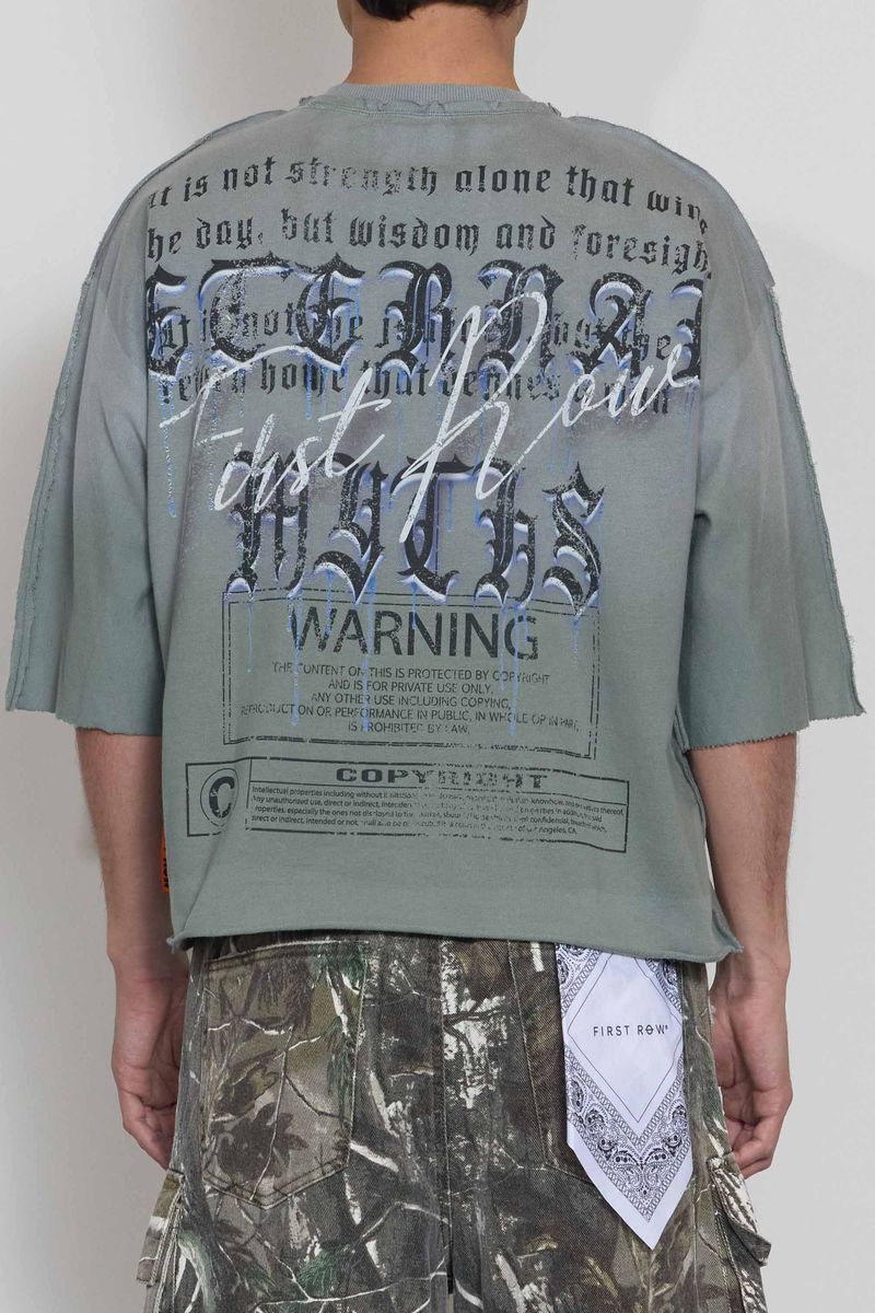 First Row "BROKEN SCULPTURE" Cropped TEE Grey