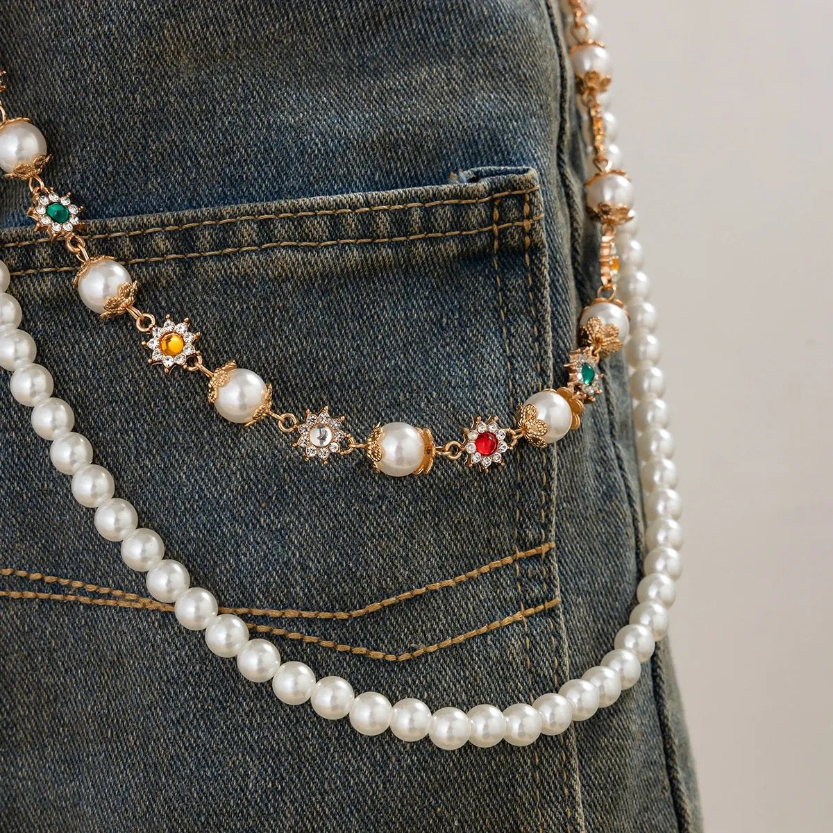 Syndicate "Pearl" Chain Red Pearl Gold