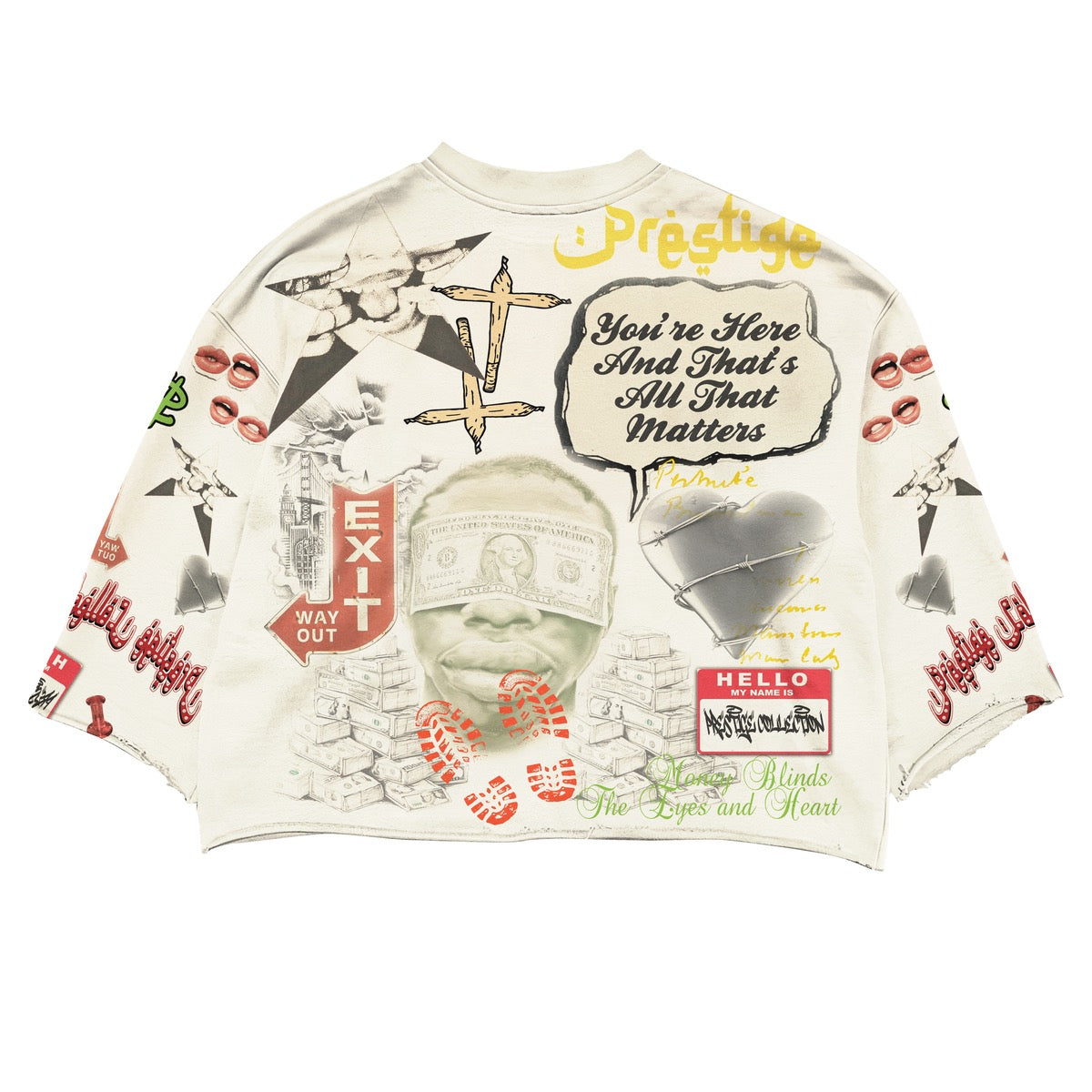 Prestige "Money Power Respect" Cropped Tee Cream
