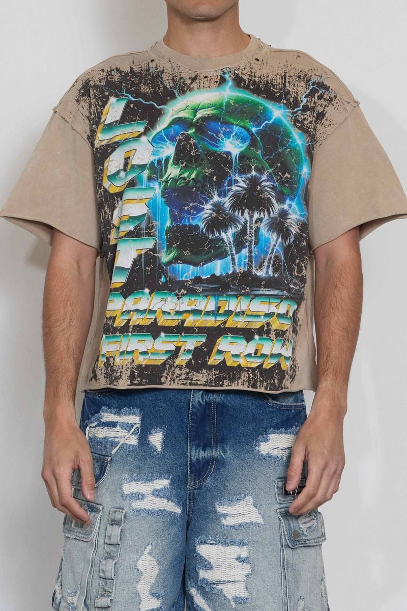 First Row "Burning Pyramid" Cropped Tee Khaki