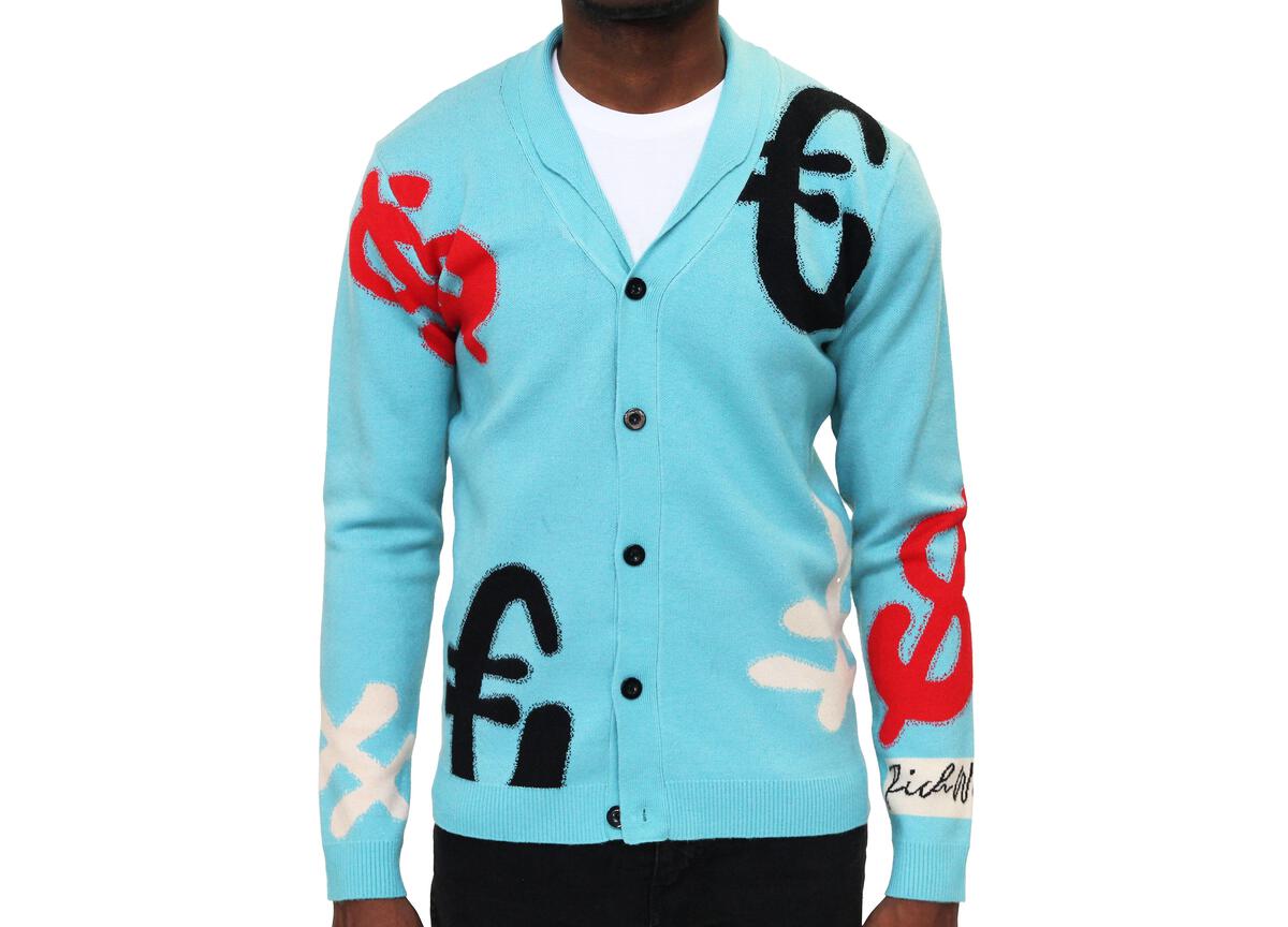 Rich Wierdo Cashmere Currency Cardigan Blue