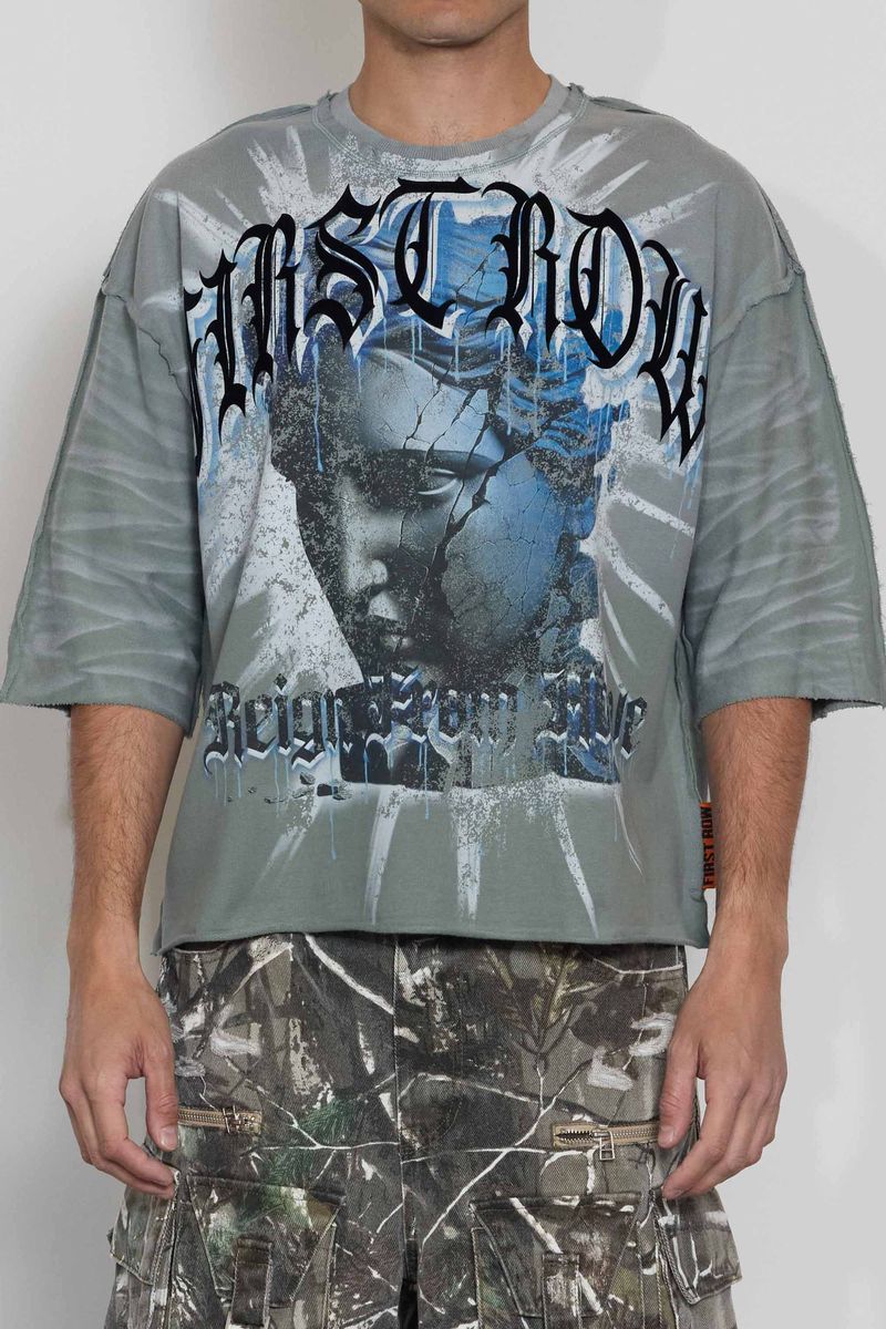 First Row "BROKEN SCULPTURE" Cropped TEE Grey