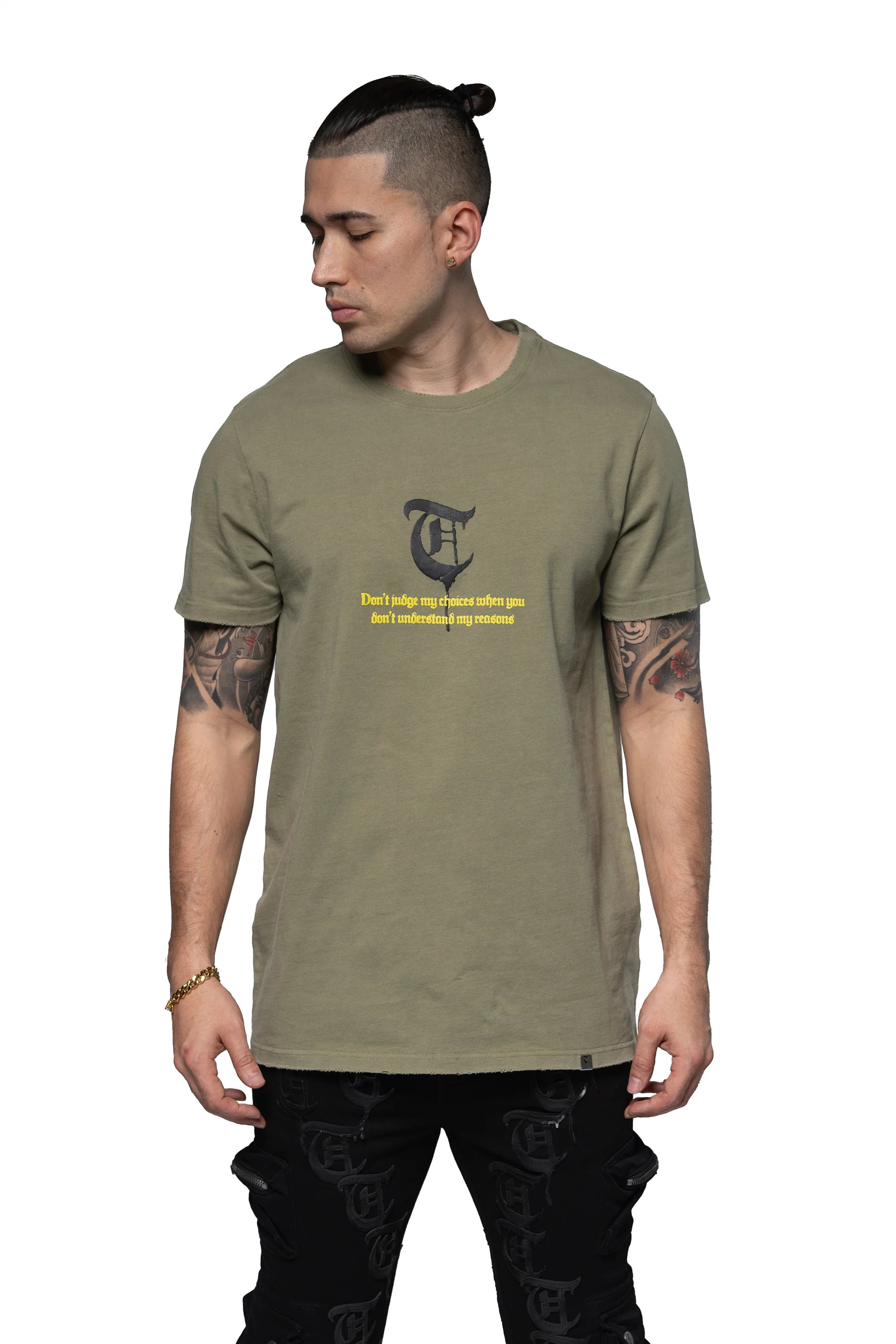 TRNCHS "CAGE" TEE VINTAGE WOOD GREEN