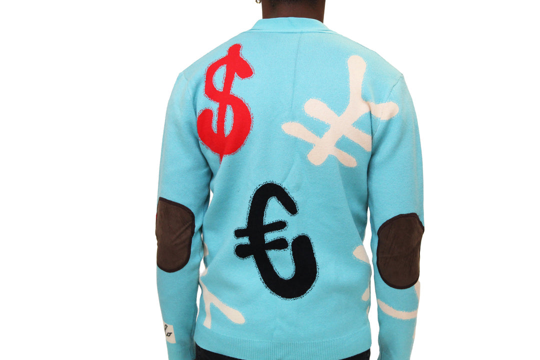 Rich Wierdo Cashmere Currency Cardigan Blue