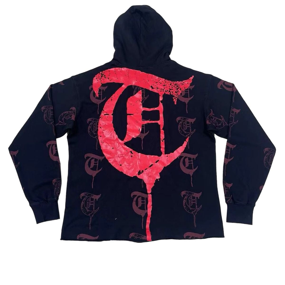 Trnchs "Ehab" Cropped Hoodie Vintage Black