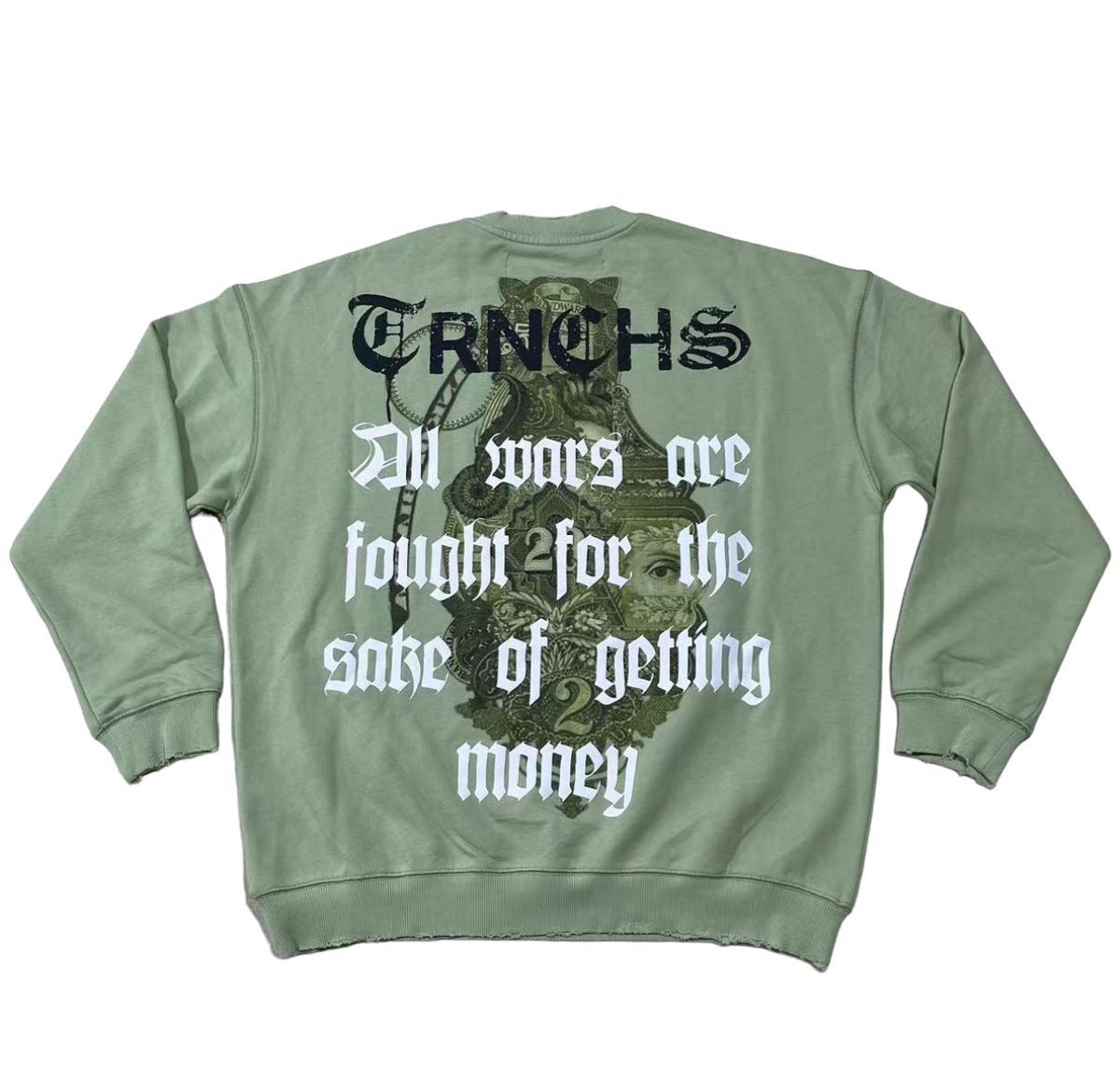 TRNCHS "WAR MONEY" SWEATER VINTAGE GREEN