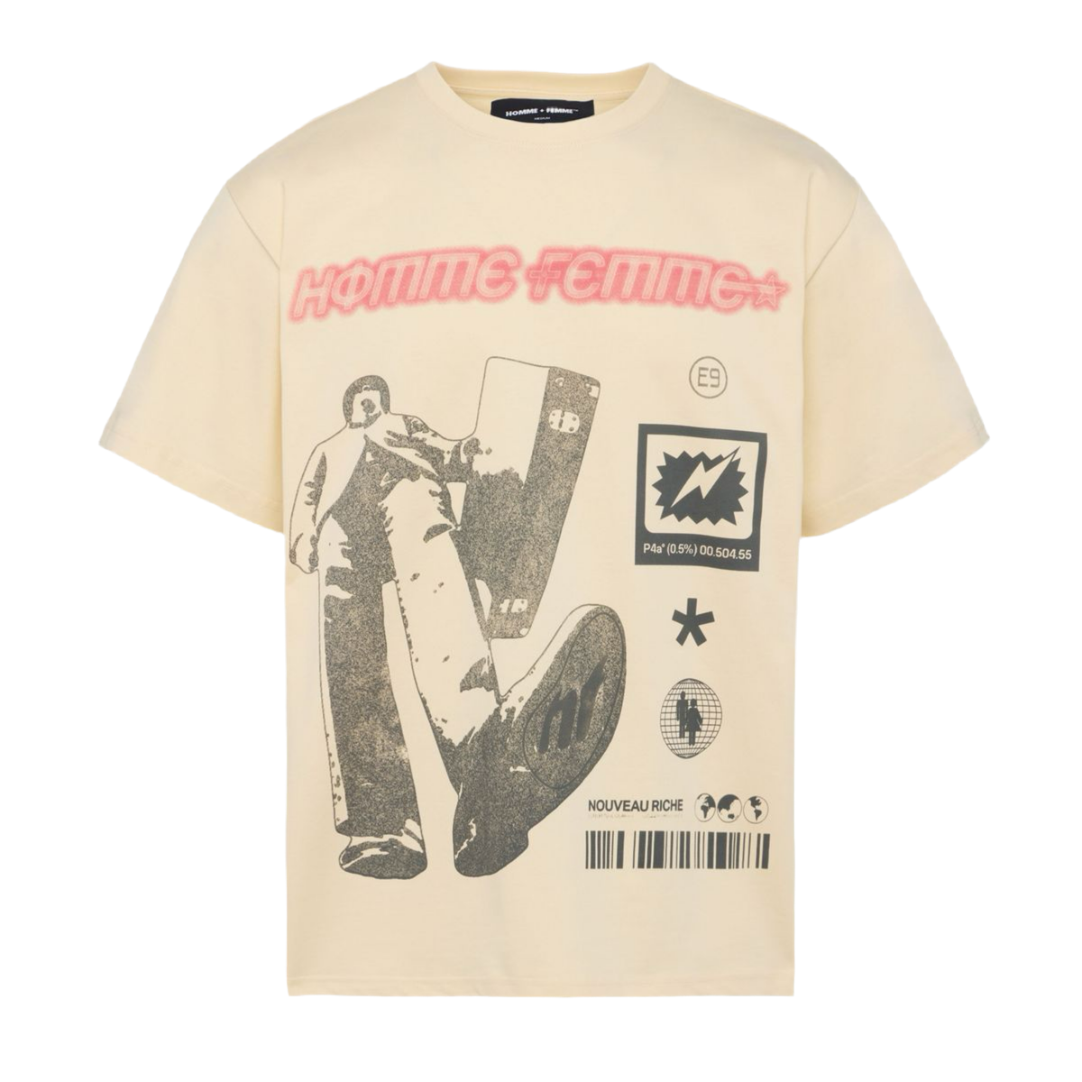 HOMME FEMME "NOUVELLE ERE" TEE CREAM/PINK/BLACK