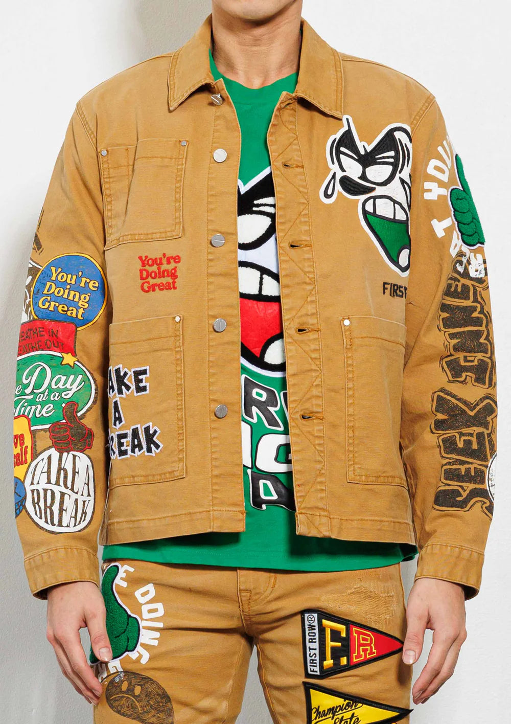 FIRST ROW "SPRING BREAK HAND DRAWING" JACKET WHEAT