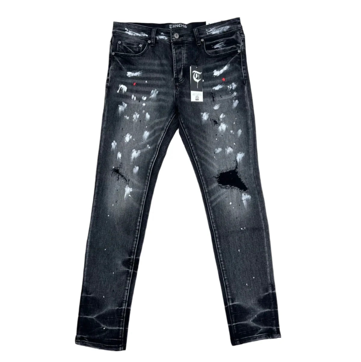 Trnchs "Dhamar" Skinny Denim Black Wash Paint