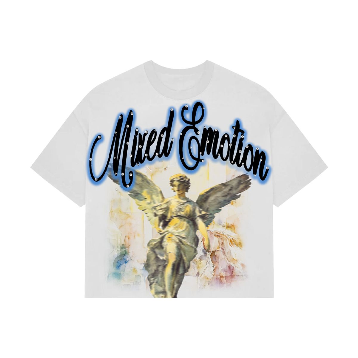 Mixed Emotion White 'Statue' Cropped Tee White