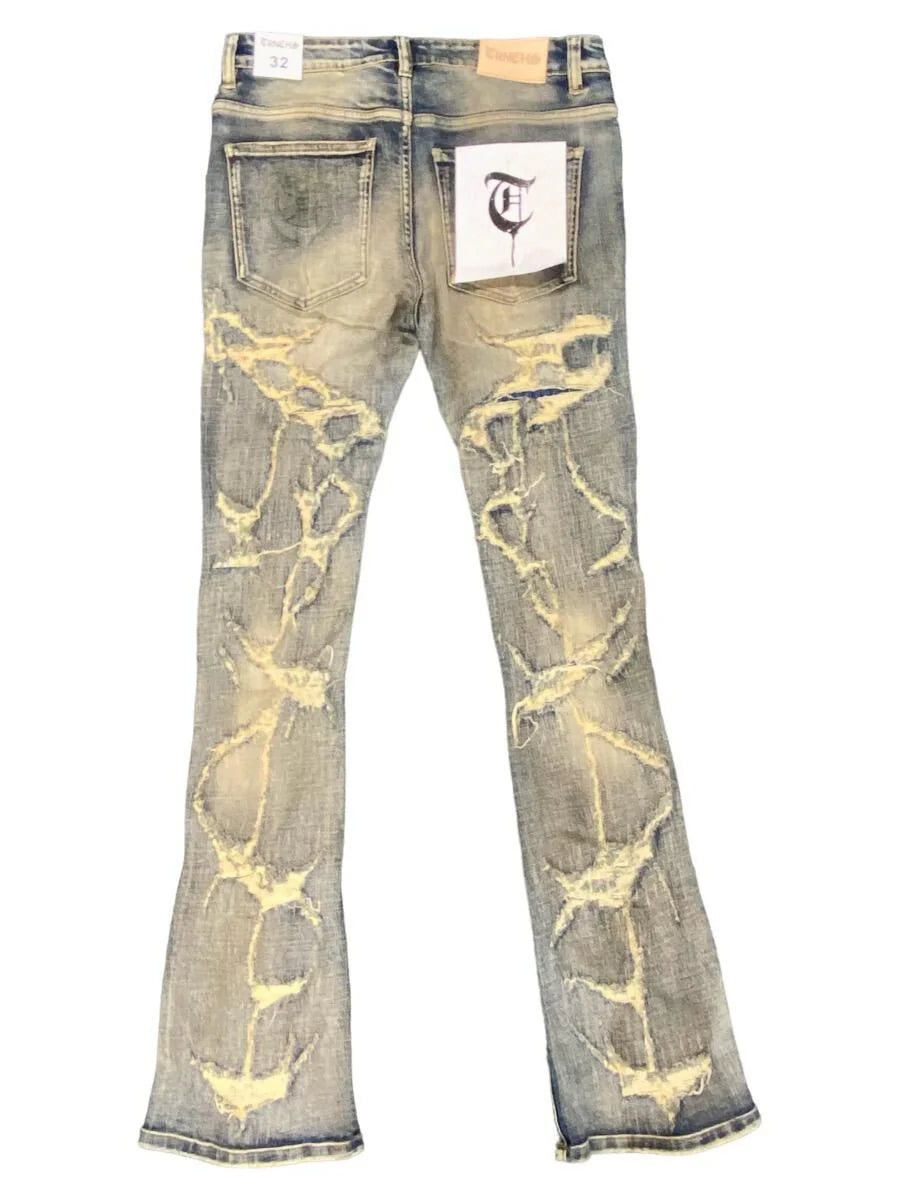 TRNCHS "THUNDER" STACKED BLUE VINTAGE WASH
