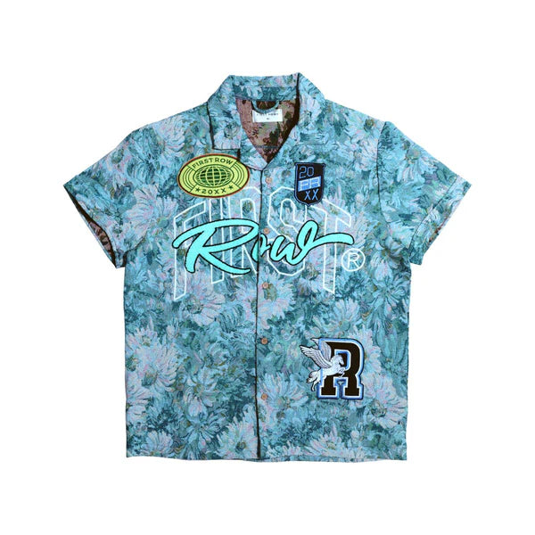 FIRST ROW "TAPESTRY WOVEN BOWLING" BUTTON UP BLUE