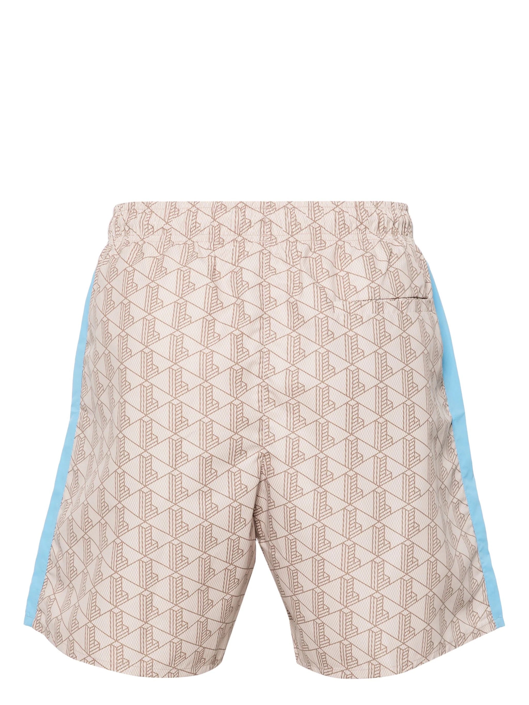 LACOSTE "MONOGRAM PRINT" SHORTS BEIGE