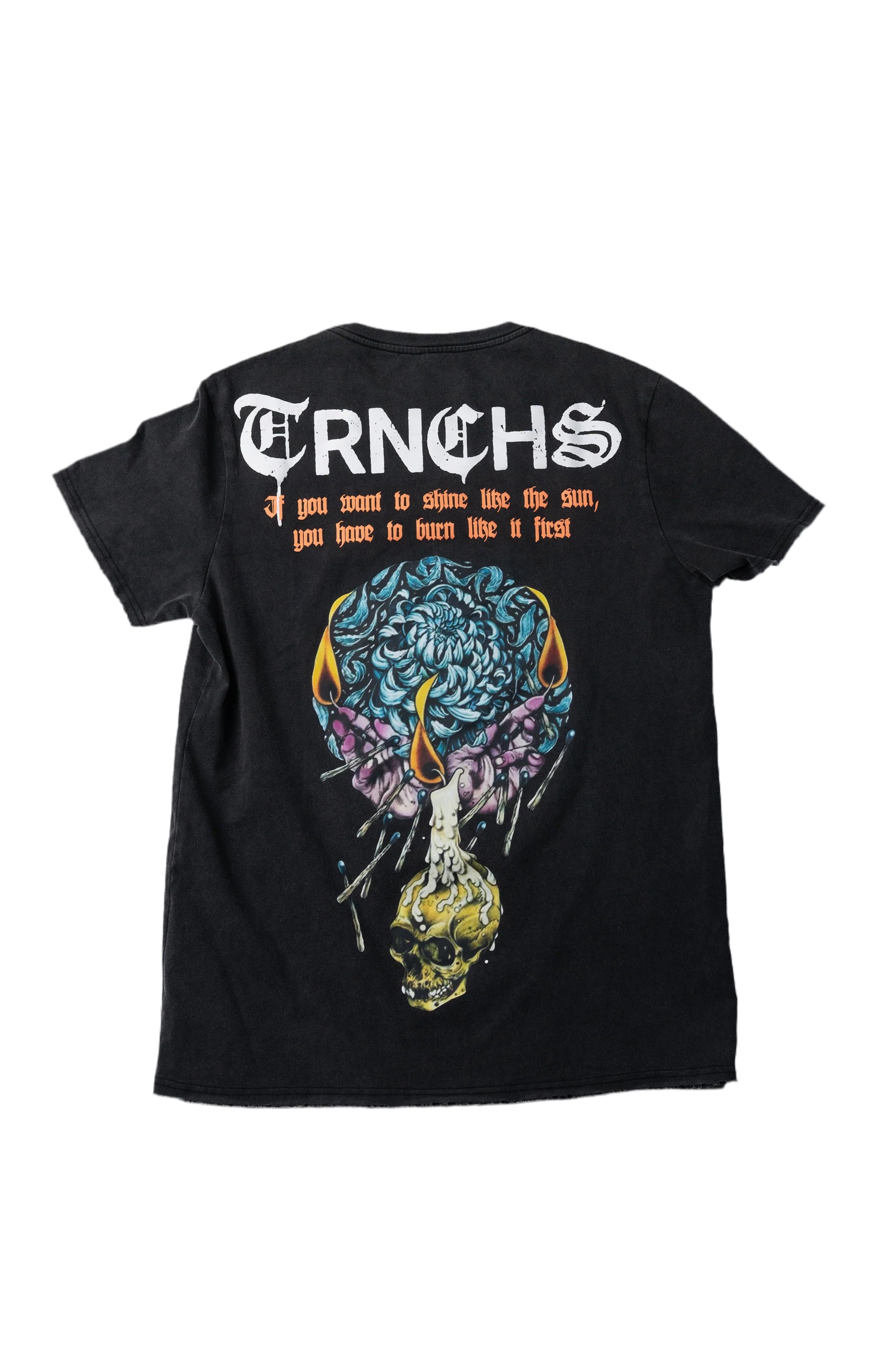 TRNCHS "SUN SKULL" TEE VINTAGE WASHED BLACK