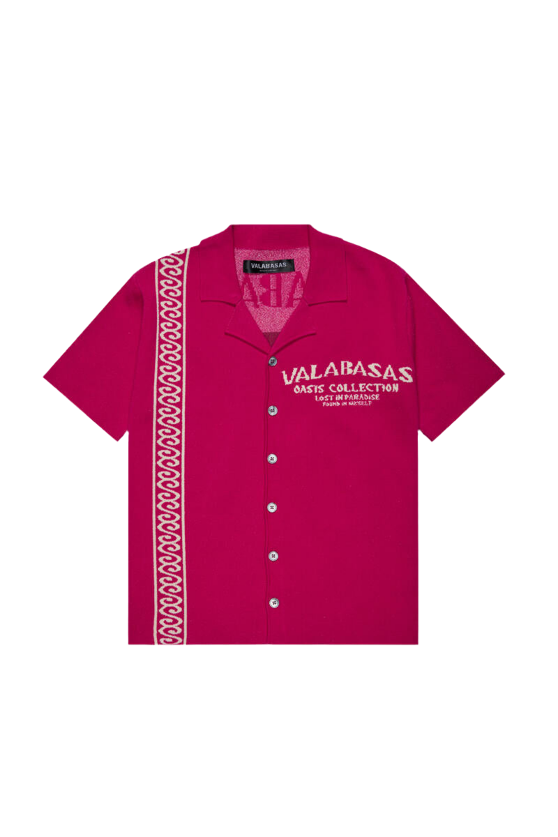 VALABASAS "LOS PALMAS" WOVEN BUTTON UP PINK