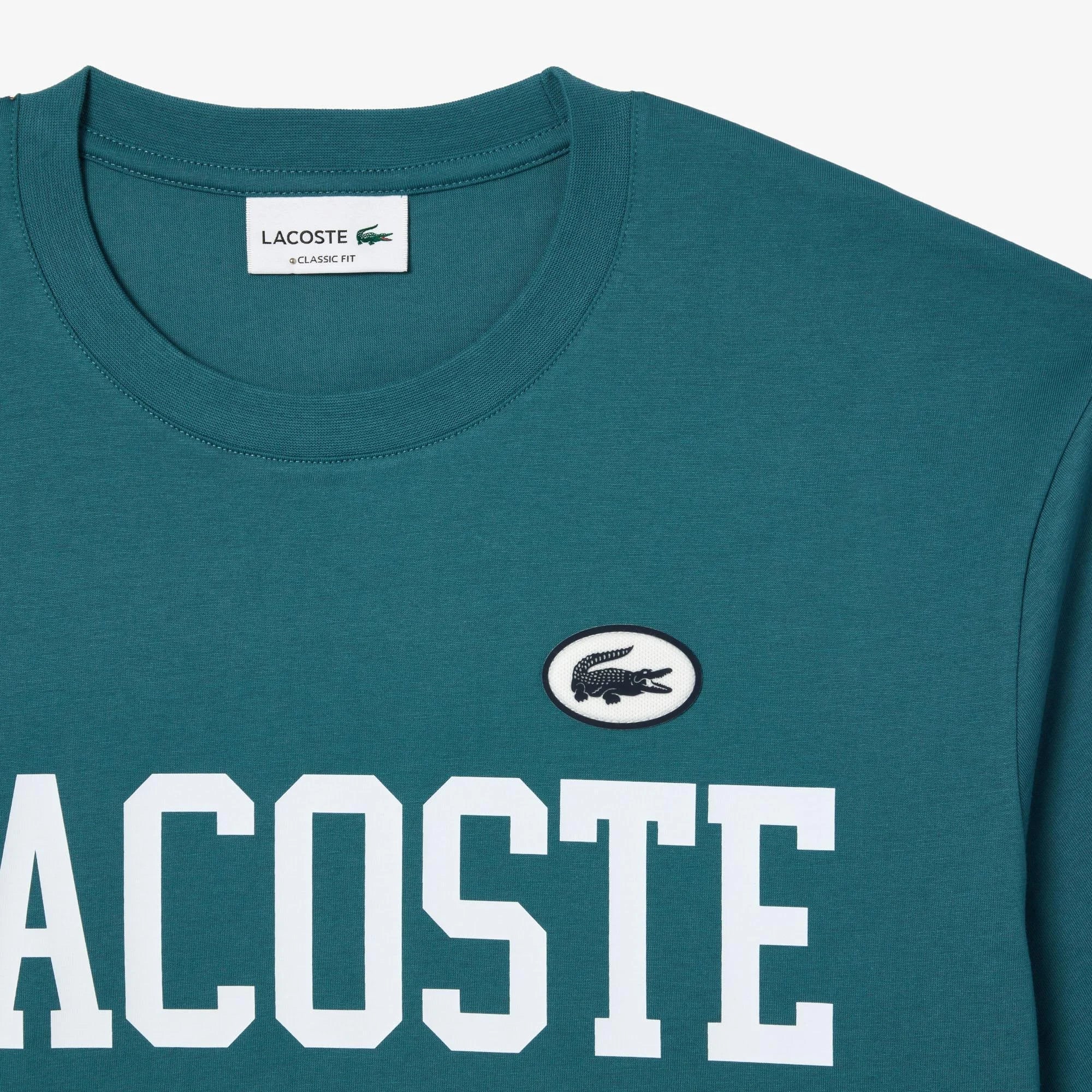 LACOSTE PRINT & BADGE TEE HYDRO