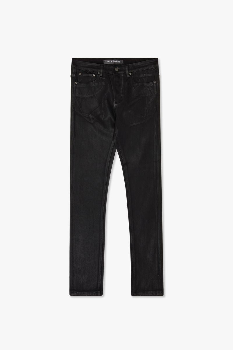 Valabasas "MR . FLEX" BLACK WAXED 4 WAY STRETCH SKINNY JEAN Black Waxed