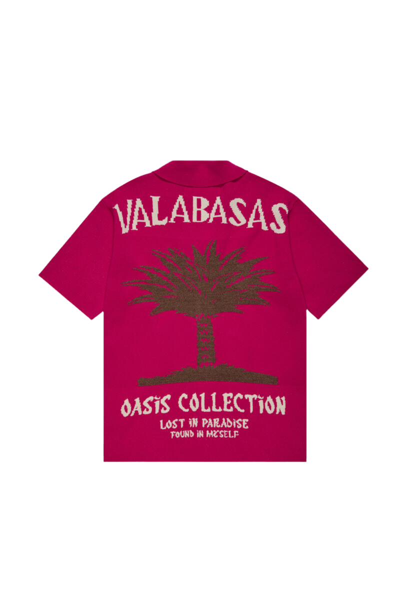 VALABASAS "LOS PALMAS" WOVEN BUTTON UP PINK