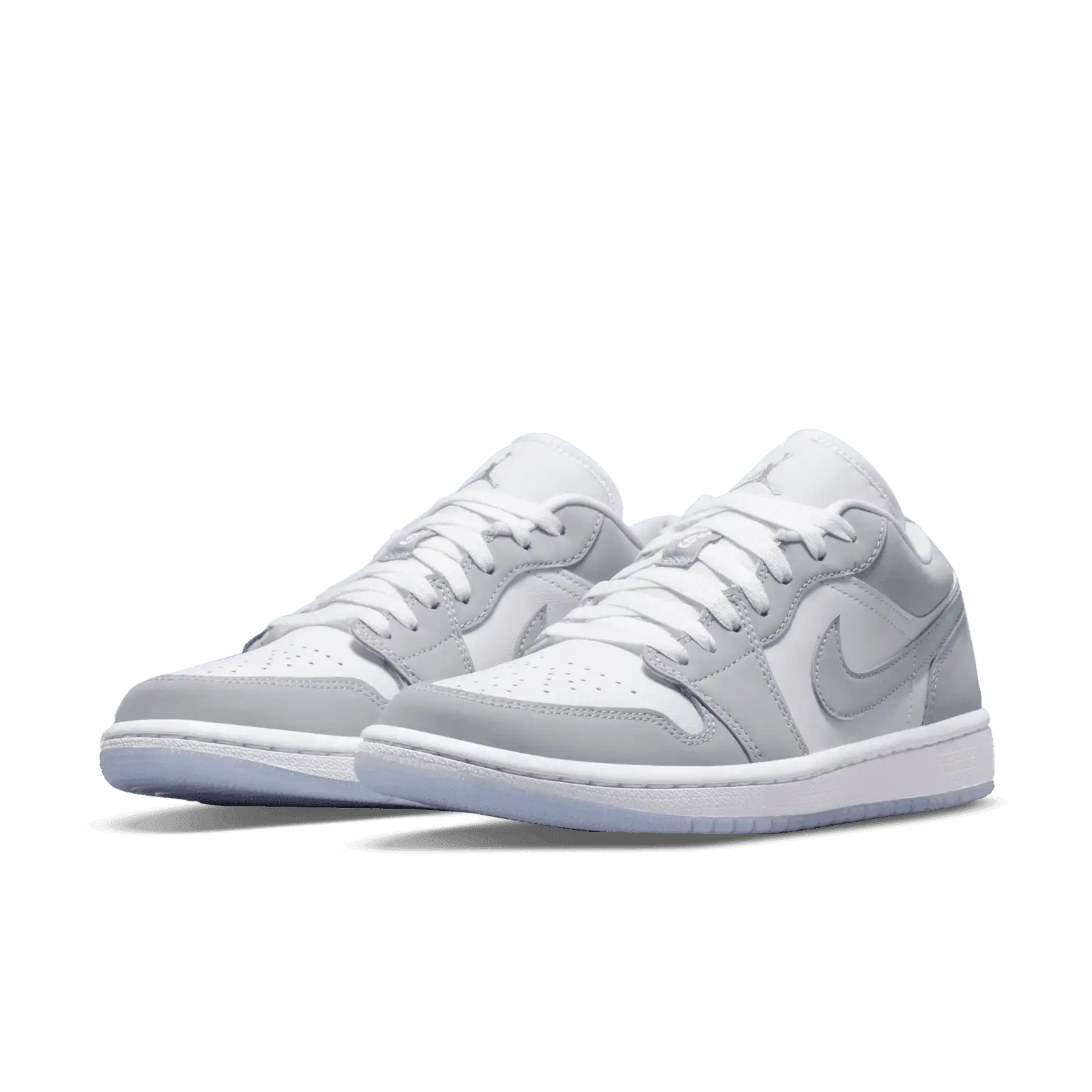 WMNS AIR JORDAN 1 LOW WHITE/WOLF GREY-ALUMINUM SIZE 7.5W