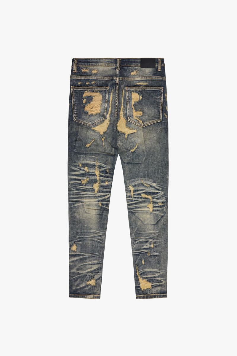 VALABASAS "TEARAWAY" SKINNY JEAN DARK VINTAGE WASH