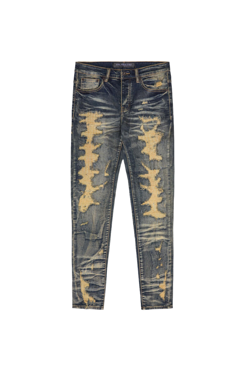 VALABASAS "TEARAWAY" SKINNY JEAN DARK VINTAGE WASH