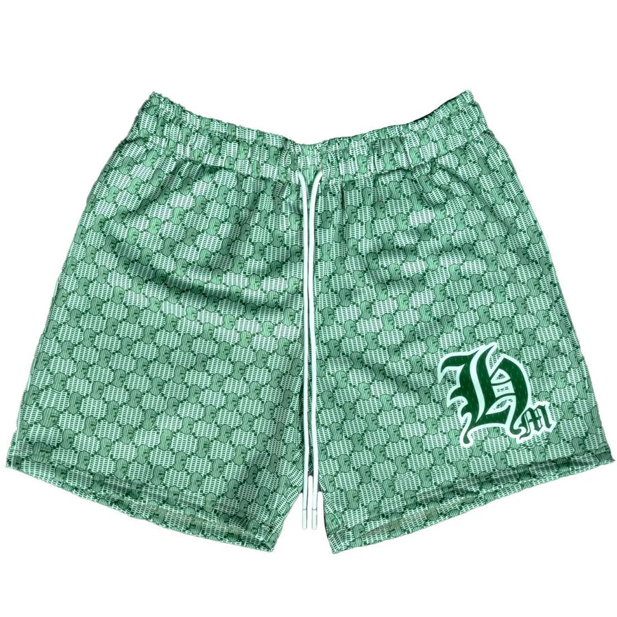 HASTA MUERTE "SKI MASK PATTERN" SHORTS GREEN