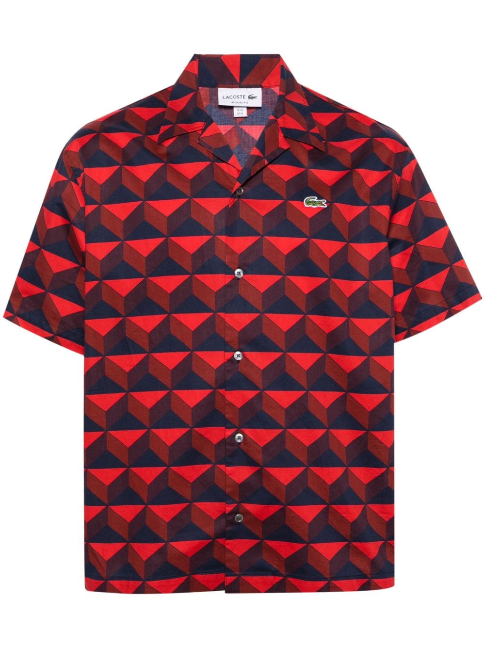 LACOSTE "FIT PRINT" BUTTON UP RED/NAVY