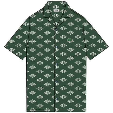 LACOSTE "MONOGRAM" BUTTON UP GREEN/WHITE