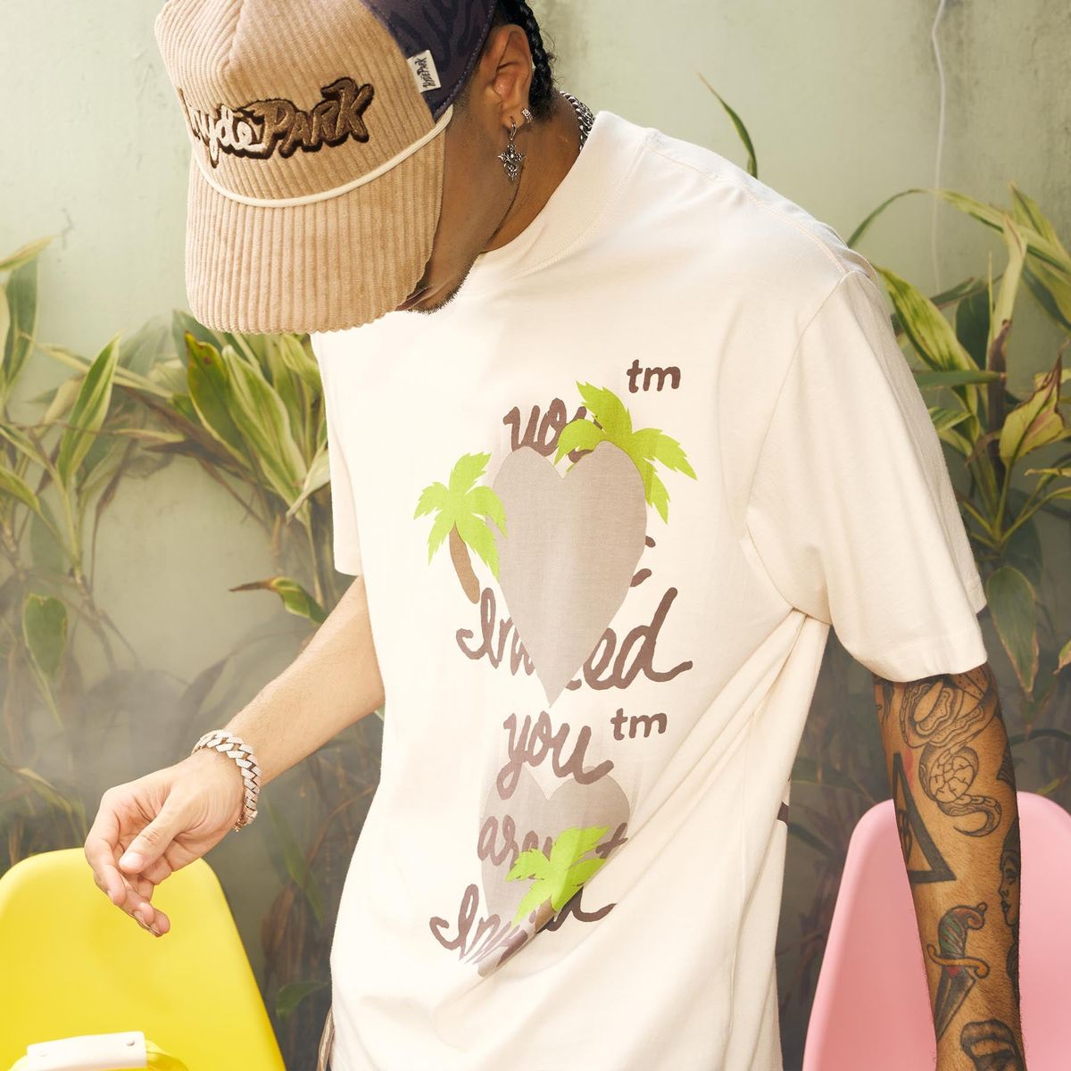 HYDE PARK "STAINED HEART" OVERSIZED TEE CREAM