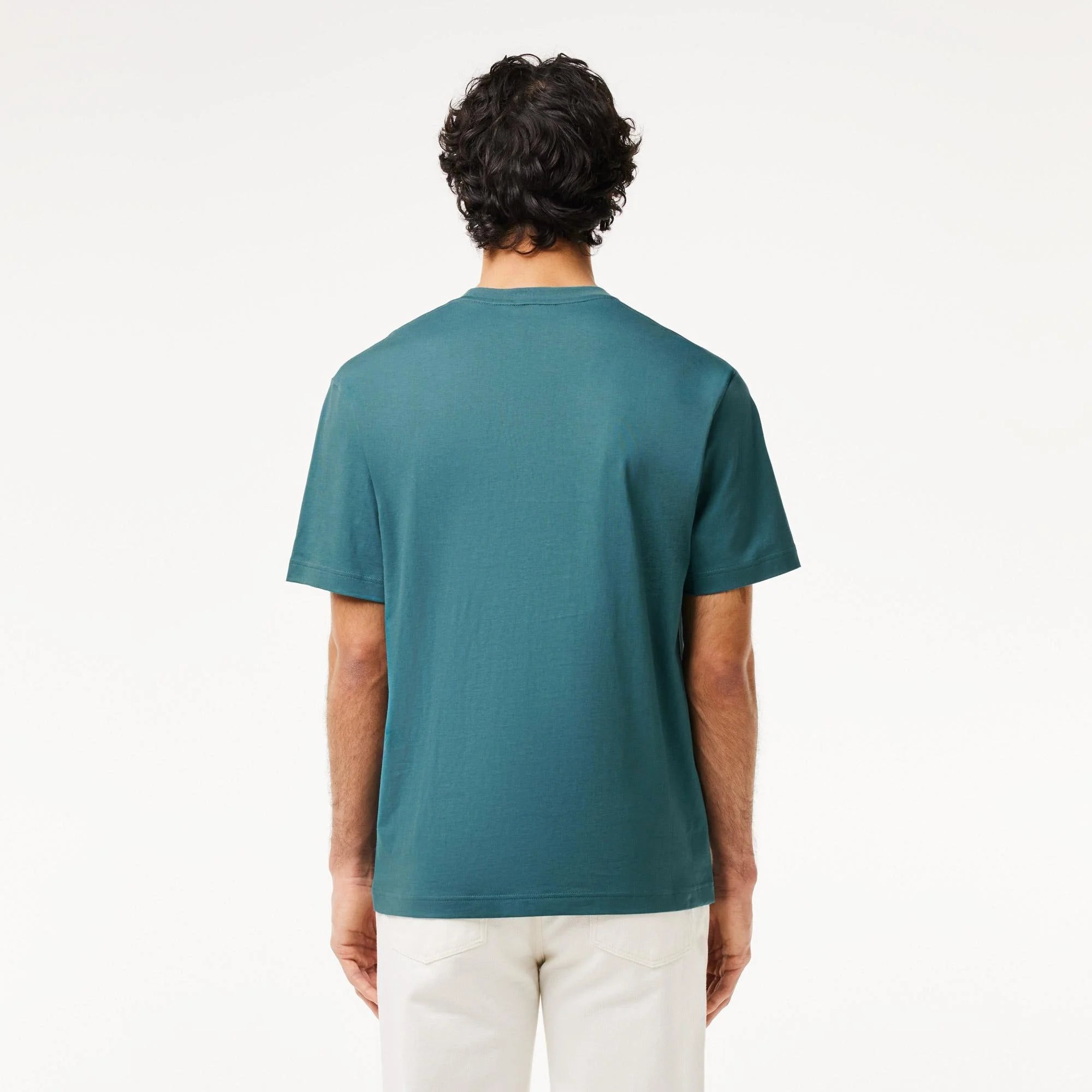 LACOSTE PRINT & BADGE TEE HYDRO