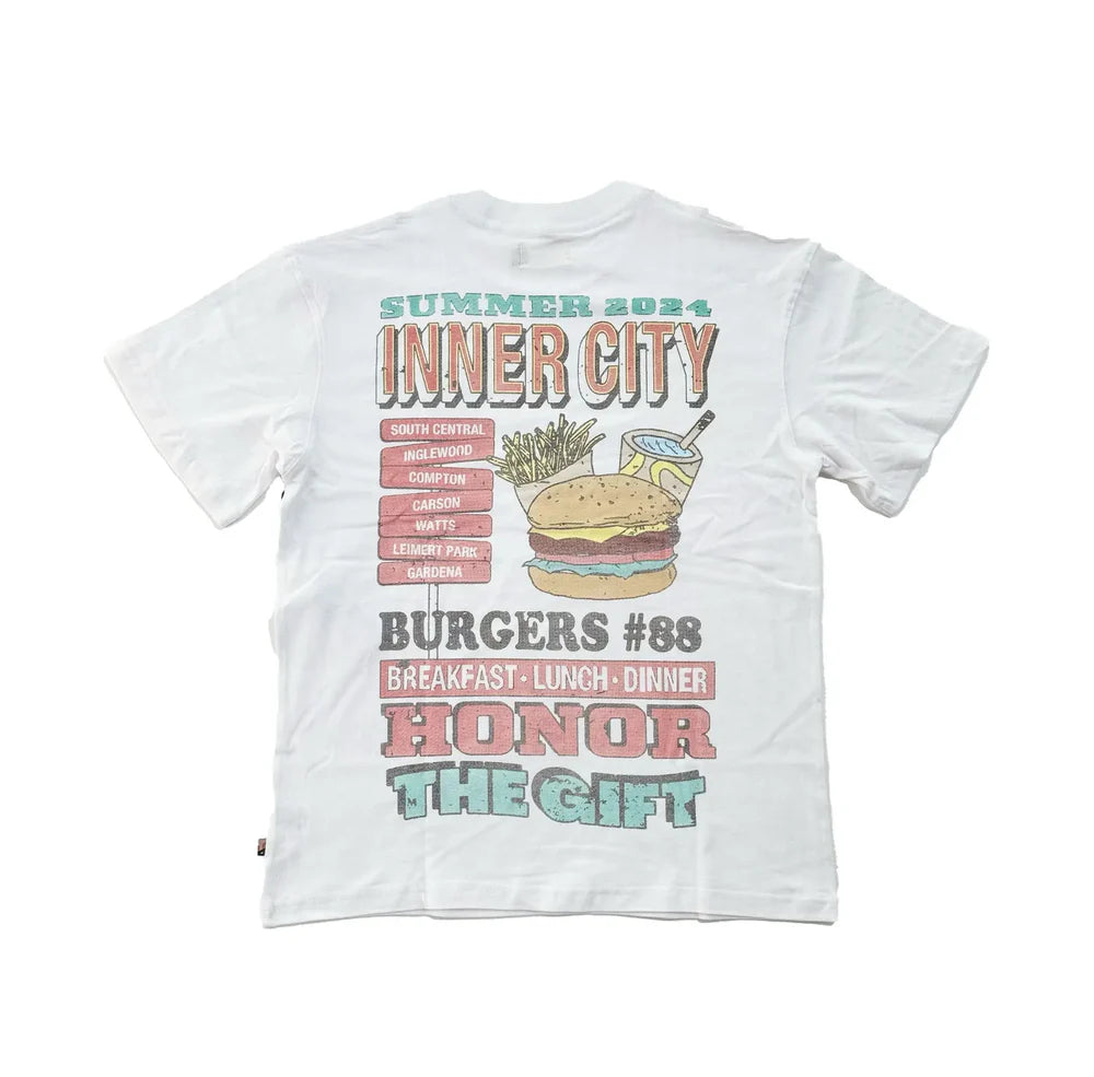 HONOR THE GIFT "BURGERS" TEE WHITE