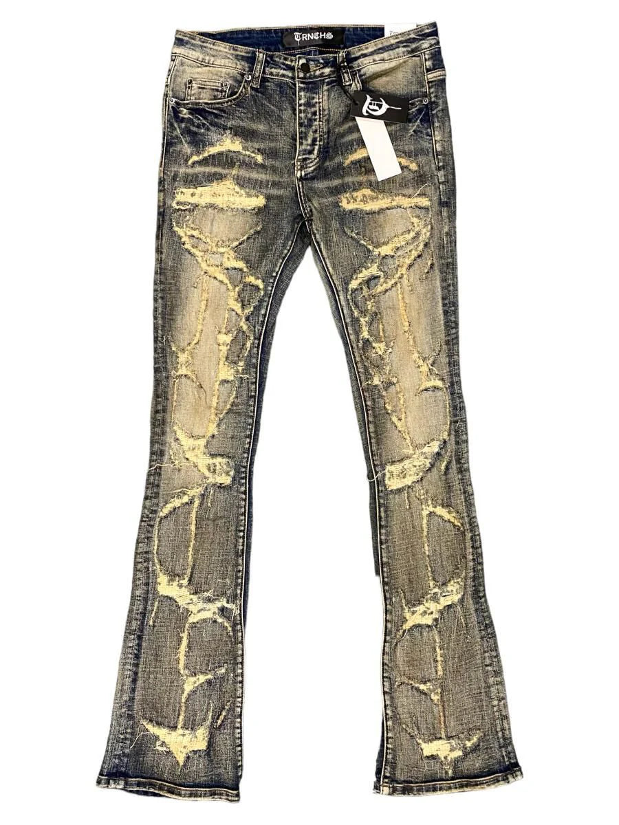 TRNCHS "THUNDER" STACKED BLUE VINTAGE WASH