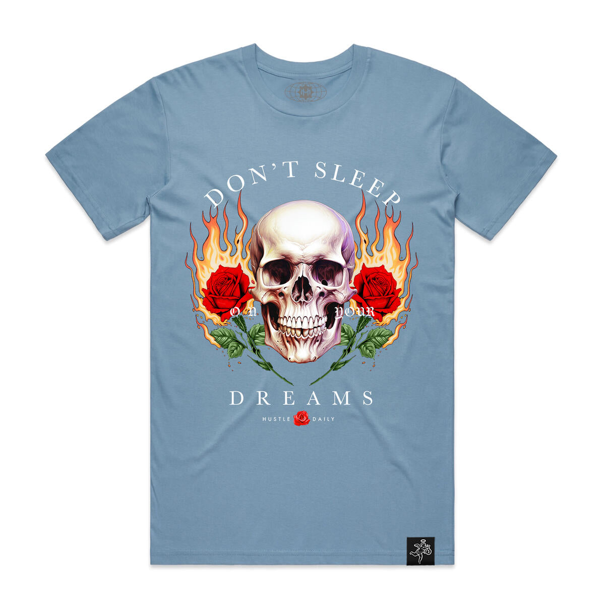 HASTA MUERTE "FLAME ROSE SKULL" TEE CAROLINE BLUE