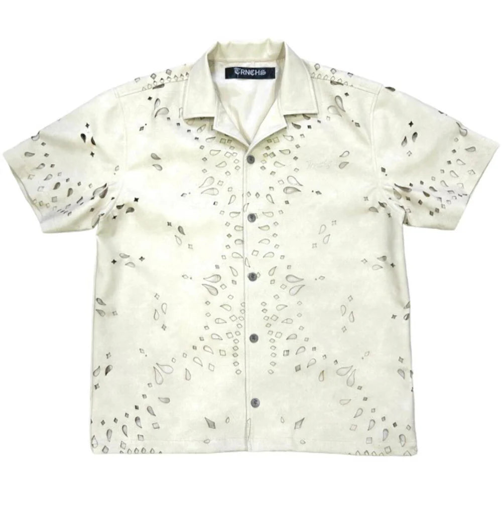 TRNCHS "ELEPHANT SKIN PAISLEY"BUTTON UP CREAM