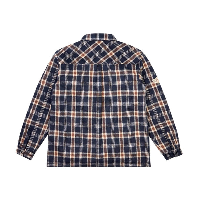 SMOKERISE Big And Tall Varsity Patch Flannel Shacket Multi