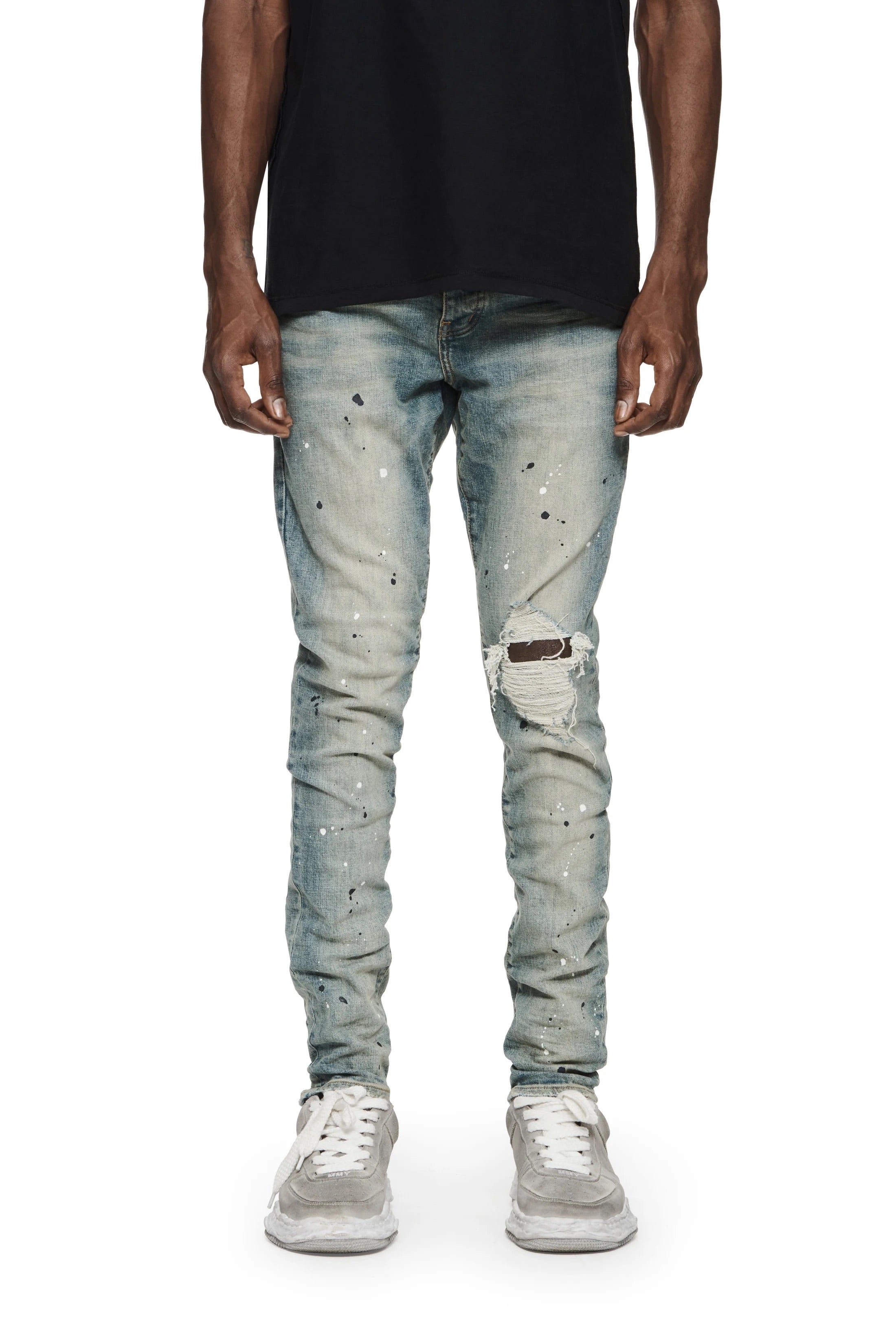 PURPLE DENIM "DESTROY PAINT" SKINNY INDIGO