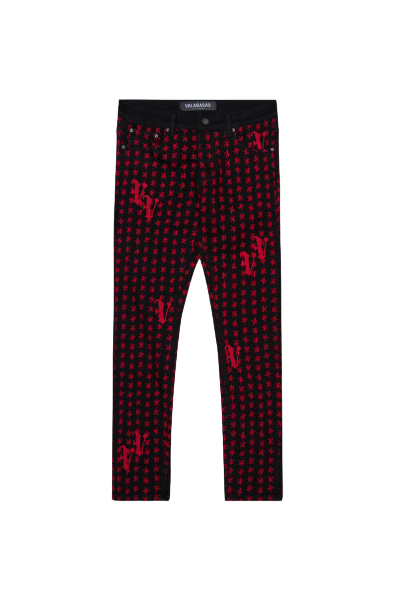 VALABASAS "ASTERISK" SKINNY BLACK/RED