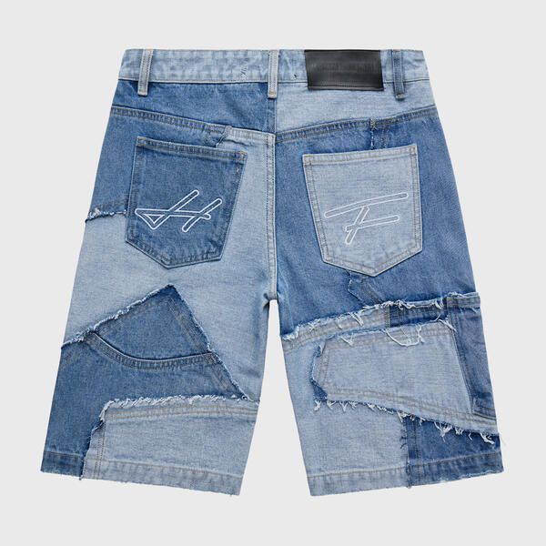 HOMME FEMME " PATCHWORK DENIM" SHORTS BLUE