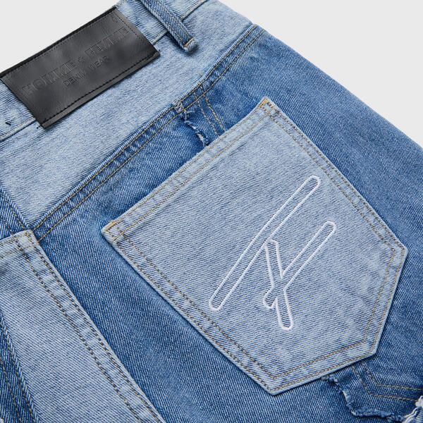 HOMME FEMME " PATCHWORK DENIM" SHORTS BLUE