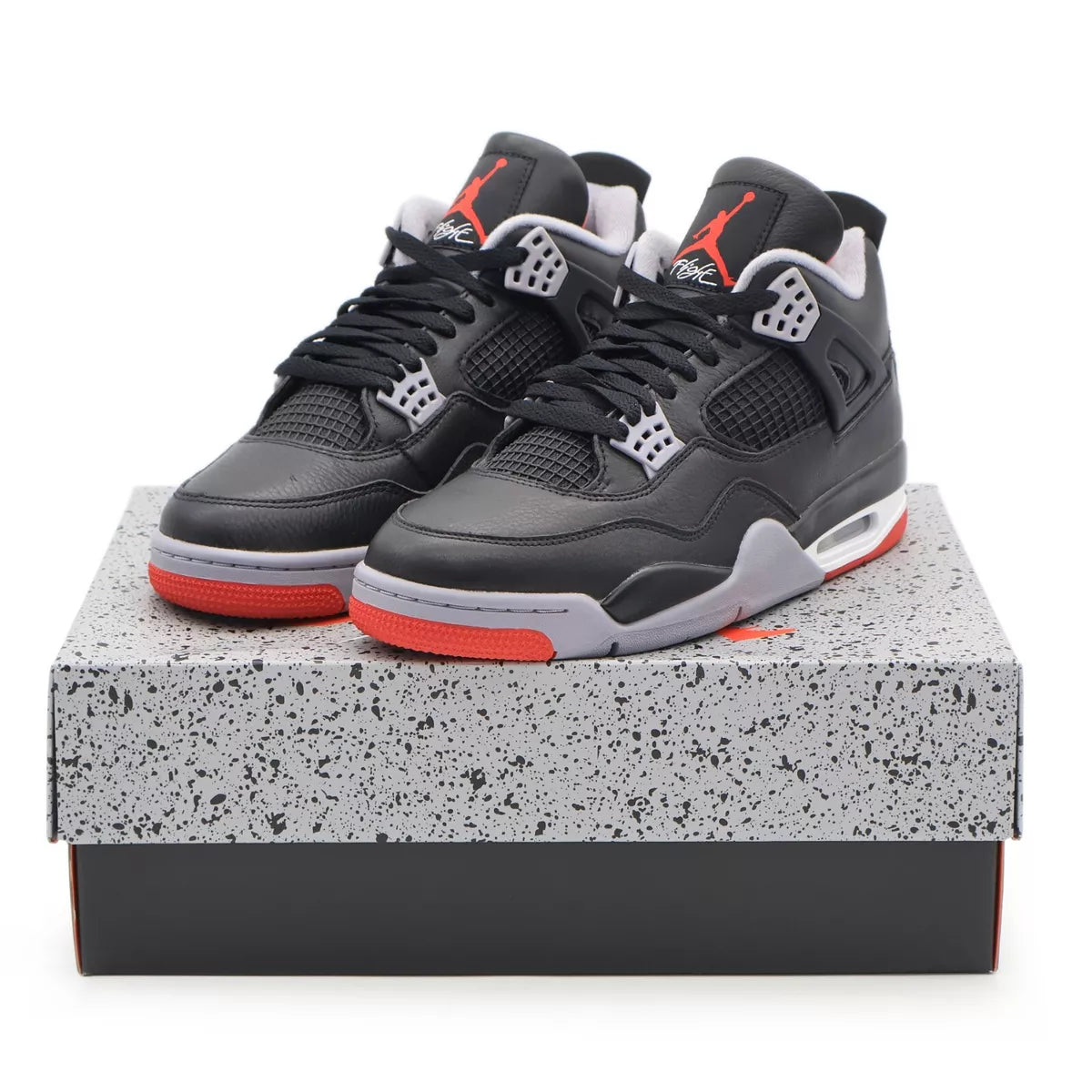 AIR JORDAN 4 RETRO BLACK/FIRE RED-CEMENT GREY SIZE 12