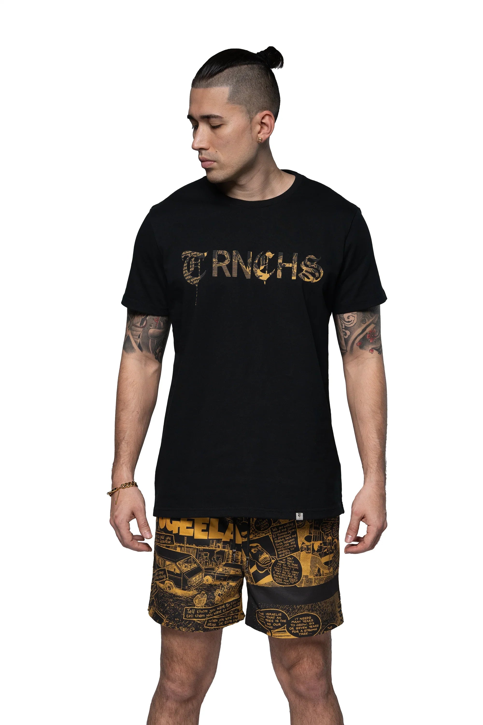 TRNCHS "GAZA" TEE BLACK/YELLOW