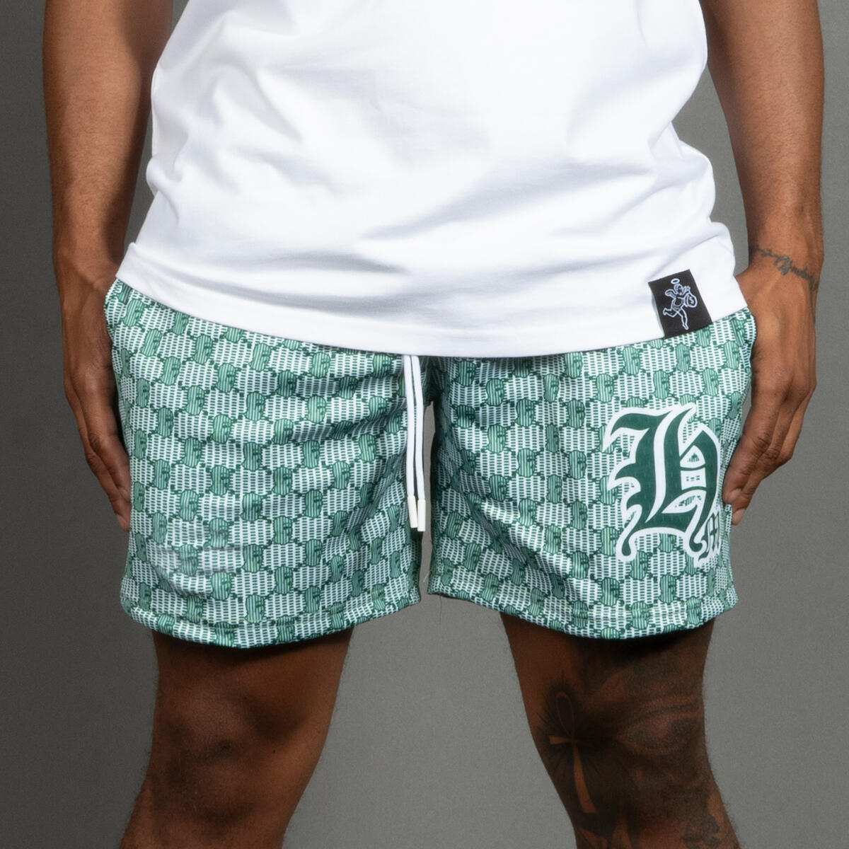 HASTA MUERTE "SKI MASK PATTERN" SHORTS GREEN