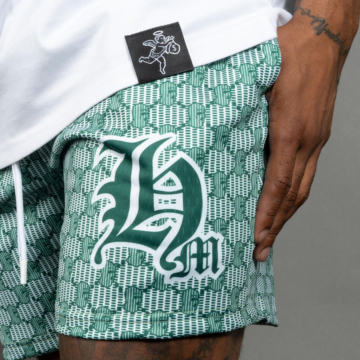 HASTA MUERTE "SKI MASK PATTERN" SHORTS GREEN