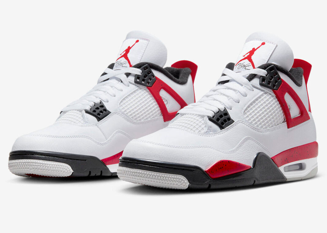 AIR JORDAN 4 RETRO WHITE/FIRE RED-BLACK SIZE 9