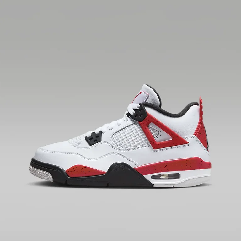 AIR JORDAN 4 RETRO WHITE/FIRE RED-BLACK SIZE 8.5