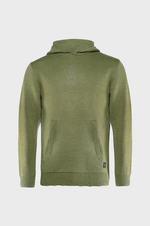 The HIdeout Clothing "Love Language" Knit Hoodie Green