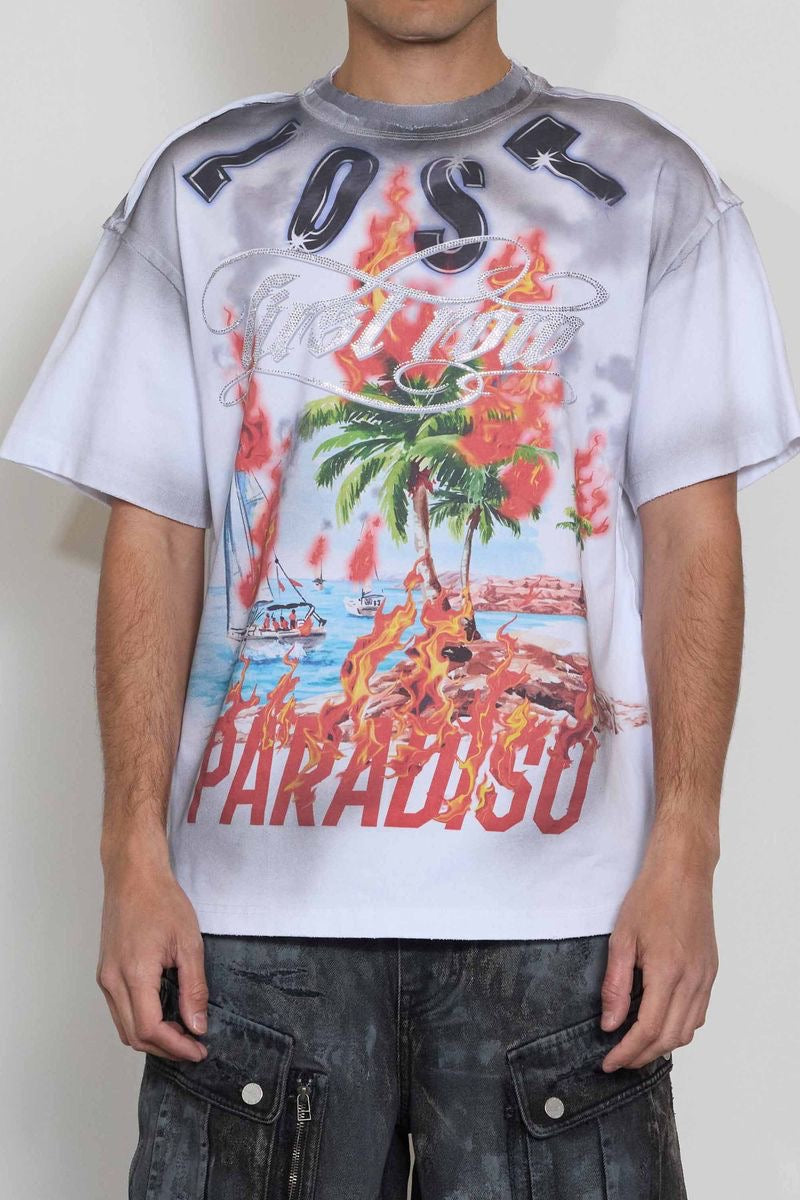 First Row "Electric Shock Skull" Tee Smoke Wash