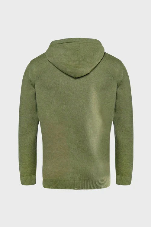 The HIdeout Clothing "Love Language" Knit Hoodie Green