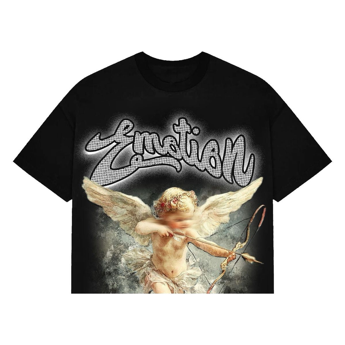 Mixed Emotion "Cupid" Cropped Tee Black