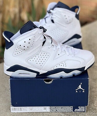 AIR JORDAN 6 RETRO WHITE/MIDNIGHT NAVY SIZE 10.5